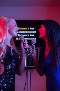 Girls enjoying a night out with private room karaoke